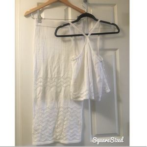 WOW Couture White Crochet Halter top/midi skirt S